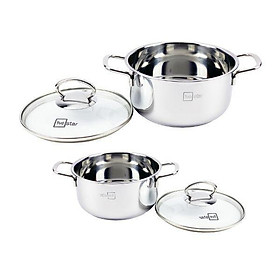 Mua Bộ nồi inox Fivestar 3 đáy từ 18cm và 24cm nắp kính