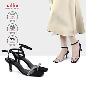 Giày Sandal Cao Gót Đi Tiệc Quai Mảnh Đính Đá Sang Trọng Gót 5p Chắc Chắn 1008