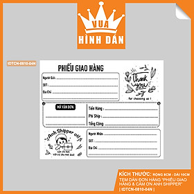 Set 50/100 tem sticker (8*10cm) phiếu giao hàng, phiếu ship hàng thiết kế trắng đen đơn giản kèm cảnh báo hàng dễ vỡ (dành cho shop) (5 mẫu)