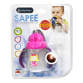 Bình Nước Tay Cầm Lucky Baby 521106 140ml Có Ống Hút