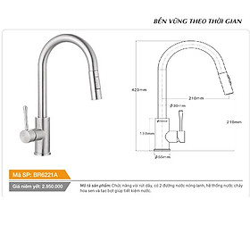 Mua Vòi rút dây cổ tròn nóng lạnh inox Tundo BR6221A Boss 420*55*210 mm