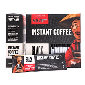 Cà phê Đen Hòa Tan Mr Việt 40g - Mr Viet Black Instant Coffee - (20 gói x 2gr )