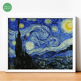 Tranh số hóa - Đêm đầy sao Van Gogh đã căng khung 40x50cm 27 màu