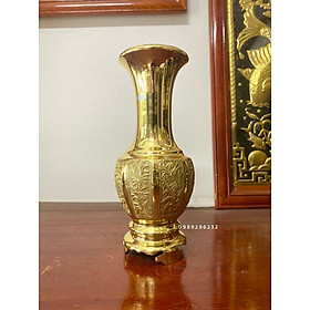 Mua Lọ cắm hoa  bình bông đồng hoa văn Tứ Quý + Tứ Linh 36cm