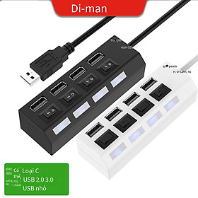 Khuyến mại DM-HB02 công tắc độc lập tại chỗ USB 2.0 HUB 4 cổng bộ chia plug-in bốn hàng kéo một lần