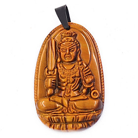 Mặt Dây Chuyền Phật Bất Động Minh Vương Đá Mắt Hổ Size Nhỏ 3.6cm & Size Lớn 5cm- Tặng Kèm Móc Inox - Phong Thủy 868 - May Mắn - Bình An