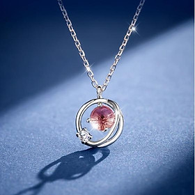 Dây chuyền bạc hình quả cầu đính đá hồng cho nữ - moonsilver