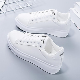 Giày thể thao nữ - giày sneaker nữ mầu trắng đế cao ST008W