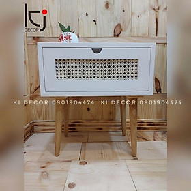 [KID070] - TỦ ĐẦU GIƯỜNG MÂY ĐAN MẮT CÁO KI DECOR