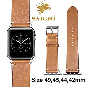 Dây Đeo Apple Watch 49mm 45mm 44mm 42mm, Chất Liệu Da Bò Cao Cấp, Phong Cách Vintage Hoài Cổ, Tương Thích Các Phiên Bản Series Ultra2/Ultra/SE2/SE/9/8/7/6/5/4/3/2/1