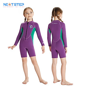 Đồ bơi giữ nhiệt cho bé gái tay dài chống nắng UPF50 chống thấm nước, cao su Neoprene dày 2.5mm bảo vệ tốt cho bé