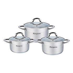 Mua Bộ 3 Nồi Inox Nắp Kính Đáy 5 Lớp Kangaroo KG876