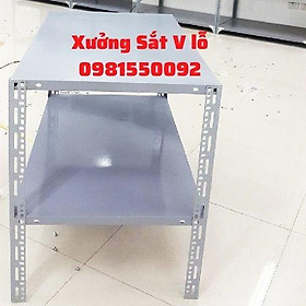 Kệ sắt 2 tầng V lỗ V3,V4 ( rộng 40cm x dài 60cm x cao 50cm ) Kệ sắt v lỗ,tủ v lỗ,kệ,giá đựng đồ v lỗ