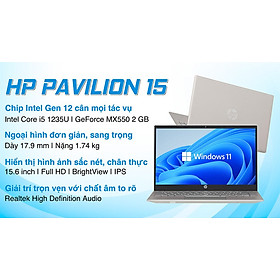 Laptop HP Pavilion 15 eg2035TX i5 1235U/8GB/512GB/2GB MX550/15.6"F/Win11/(6K781PA)/Vàng - Hàng chính hãng