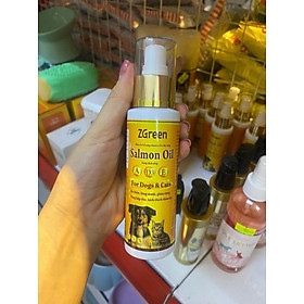 (Bản mới ) - Dầu cá hồi cho chó mèo Salmon Oil SHD dưỡng lông mượt lông ngăn ngừa rụng lông tăng đề kháng chai 100ml