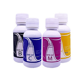 Bộ 4 Chai Mực In Phun Màu 100ml Media DYE UV Cho Máy In Canon