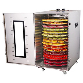 máy sấy thực phẩm hoa quả thịt cá 16 khay tròn trục xoay tự động điện 220v công suất 1500w