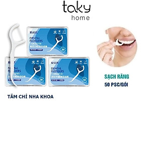 Hộp 50 Cây Tăm Chỉ Nha Khoa Vệ Sinh Kẽ Chân Răng, An Toàn, Sạch Sẽ