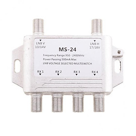 2X DTV 2X4 Multiswitch LNB Voltage Selected 2-In/4-Out Satellite Multiswitch