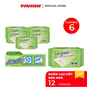 Khăn Ướt Lau Sàn LET-GREEN | Kháng Khuẩn, Đuổi Kiến, Phòng Mạt | 12 Tờ/Bao