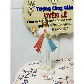 Mua Tượng gốm sứ Chúa Thương Xót 10cm màu để bàn  để ô tô Victoria - Quà tặng Công Giáo