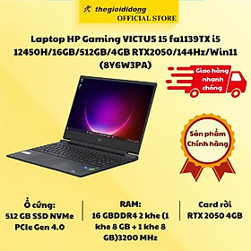 Mua Laptop HP Gaming VICTUS 15 fa1139TX i5 12450H/16GB/512GB/4GB RTX2050/144Hz/Win11 (8Y6W3PA) - Hàng Chính Hãng