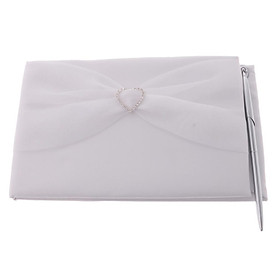 Wedding Guest Book and Pen Set with Tulle Rhinestones Decoration