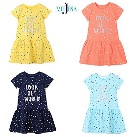 Đầm Bé Gái Tay Ngắn Ngôi Sao 100% COTTON 14-38 kg MEEJENA - 1890 - Cam Carrot - 12 ( 26-32 kg )