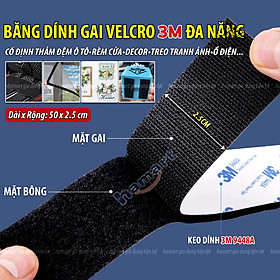 50CM Băng Dính Gai Velcro Keo 3M Hamart Móc Khoá Nhám Dán Cố Định Rèm Thảm Nệm Ô Tô Treo Đồ Đa Năng - 50CM Băng Velcro Bông+Gai