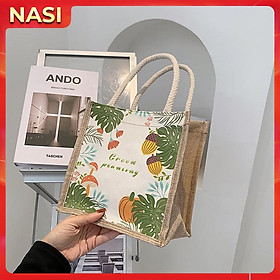 Túi xách nữ dễ thương NASI T1041 túi cói cầm tay đẹp có dây kéo thời trang cho nữ công sở, học sinh