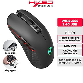 Mua Chuột không dây chơi game HXSJ T30 Wireless 2.4GHz (USB & TYPE C) DPI 3600 cho laptop  văn phòng gaming- Hàng Chính Hãng