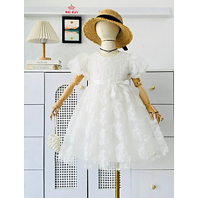 Đầm công chúa cho bé gái màu trắng hồng đi chơi dự tiệc size 12-40kg hàng thiết kế cao cấp