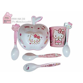 SET COMBO TÔ / CHÉN LY MUỖNG KITTY KITTY HOUSE