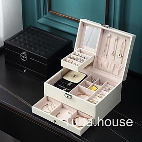 Mua Hộp đựng trang sức 3 tầng bọc da cao cấp  hộp đựng nữ trang T10