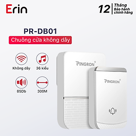 Chuông cửa không dây chuông báo khách không dây PINGRON PR-DB01 - Âm thanh 85Db, điều chỉnh 4 mức âm lượng, khoảng cách 300M