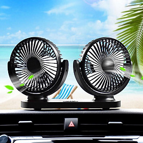 Quạt Đôi Mini Công Suất Lớn, Bền Bỉ, Quay 360 Độ - Dùng nguồn USB Tích Hợp Dùng Trên Xe Ô Tô, Bàn Làm Việc