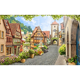 (HCM) Tranh dán tường 3d phong cảnh Châu Âu có sẵn keo,dễ dán(có in theo yêu cầu)
