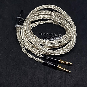 Dây tai nghe đồng mạ bạc 7NOCC Litz 23AWG đường kính dây đơn 1.25mm tết 8 sợi - Connector Dual 3.5mm - Phù hợp với tai nghe Ananda Arya Susvara Sundara