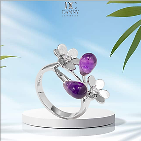 Nhẫn Nữ Danny Jewelry Bạc 925 Xi Rhodium Đính Đá Amethyst Hình Giọt Nước SPLRA665 - N0056 - ni 13