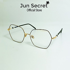 Mắt kính giả cận thời trang Jun Secret gọng nhựa kiểu dáng hình lục giác, tròng kính cận 0 độ chống tia UV JS52227