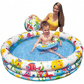 Mua Bể bơi phao đại dương 3 tầng hình tròn ( Tặng 01 súng nước cho bé ) - Bể 3 tầng 132 x 28 (cm) kèm (phao  bóng  Súng phun nước  Kính bơi) - Ngẫu nhiên