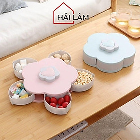 Mua Khay đựng mứt tết 1 tầng  khay mứt 5 cánh kèm giá đỡ điện thoại bằng nhựa cao cấp