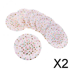2x10x Dots Paper Party Set Plates Cups Birthday Wedding Bouquet Tableware 7" 4