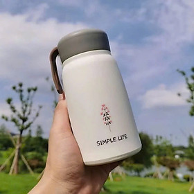 Mua Ly Giữ Nhiệt Bình giữ nhiệt 350ml lõi thủy tinh bọc nhựa lúa mạch cách nhiệt 15x7cm