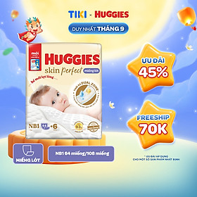 [Tặng kèm miếng] Miếng lót Sơ Sinh Huggies Tràm Trà NB1 64 miếng và 108 miếng