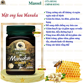 Mật ong hoa Manuka Honey Blend 30+ MG Beeproducts tăng sức đề kháng, giảm ho, viên họng, dưỡng ẩm da và môi cang bóng mịn màng- Massel Official (500gr)