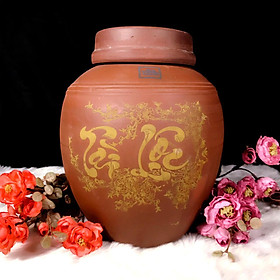 Hũ sành tài lộc đựng rượu gốm sứ Bát Tràng loại 20L