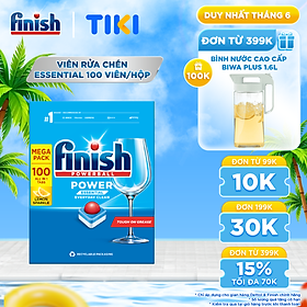 Viên Rửa Chén Bát Hương Chanh Finish Powerball Power Essential Lemon Sparkle - Túi 100 viên siêu tiết kiệm