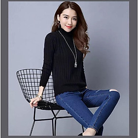 MS368 Áo len nữa cao cổ viền sóng
