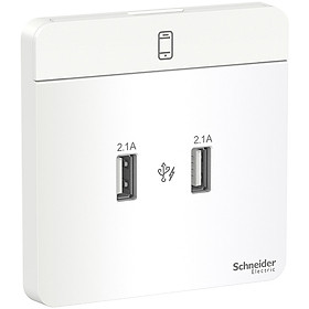 Bộ ổ sạc USB đôi 2.1A, Schneider Electric dòng AvatarOn